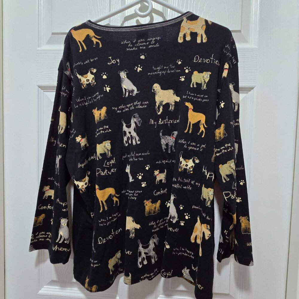 Share Jess & Jane Top Blouse Womens Large Dogs Best Friend Made in USA - Picture 3 of 5